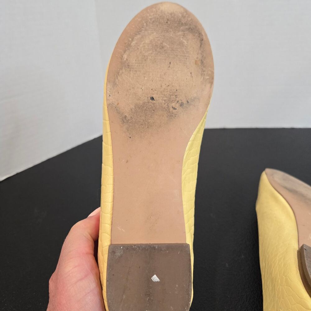 Nanette Lapore Haylie Ballet Flats Yellow Crocodile Embossed Sz 9.5M Officecore - Picture 9 of 12